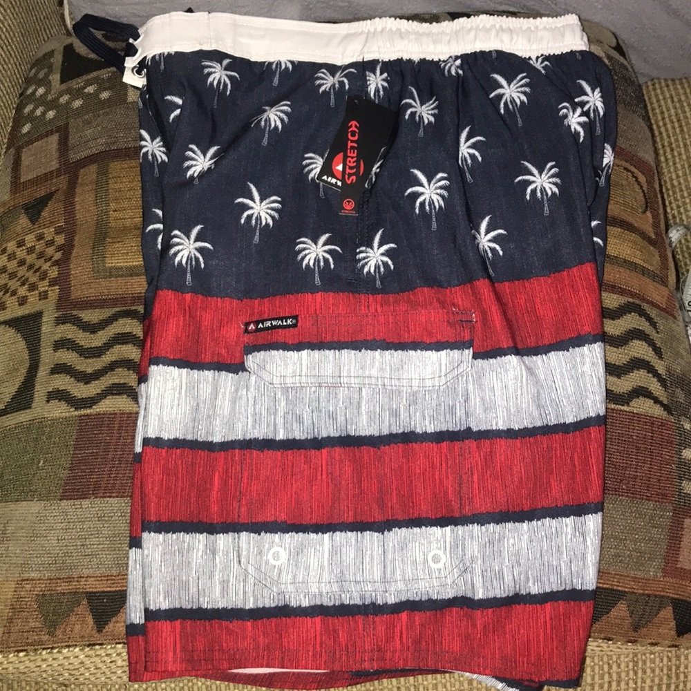 Airwalk Swim Trunks Palm Tree Print